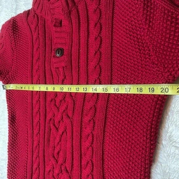 Gap Kids Russian Red Cable Knit  3 Button Sweater with Faux Fur Lined Collar - Picture 12 of 13